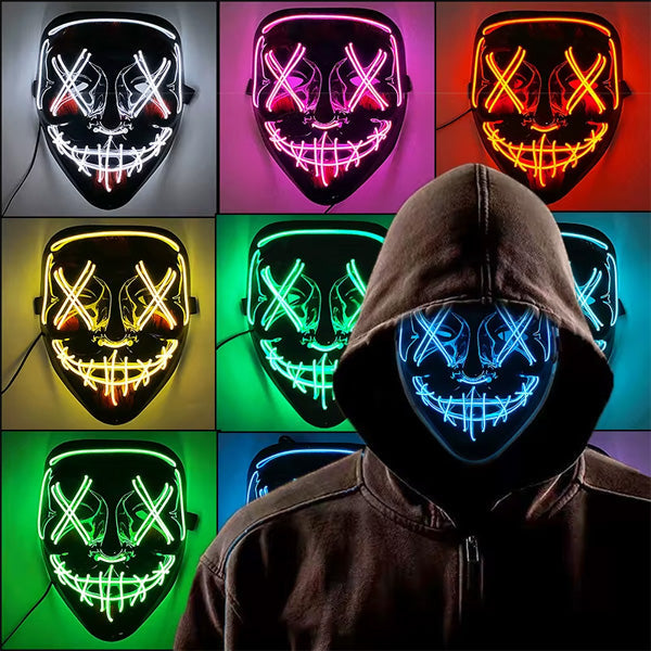 Máscara LED Neón Halloween 🎃 | Terror y Estilo Único + Regalo