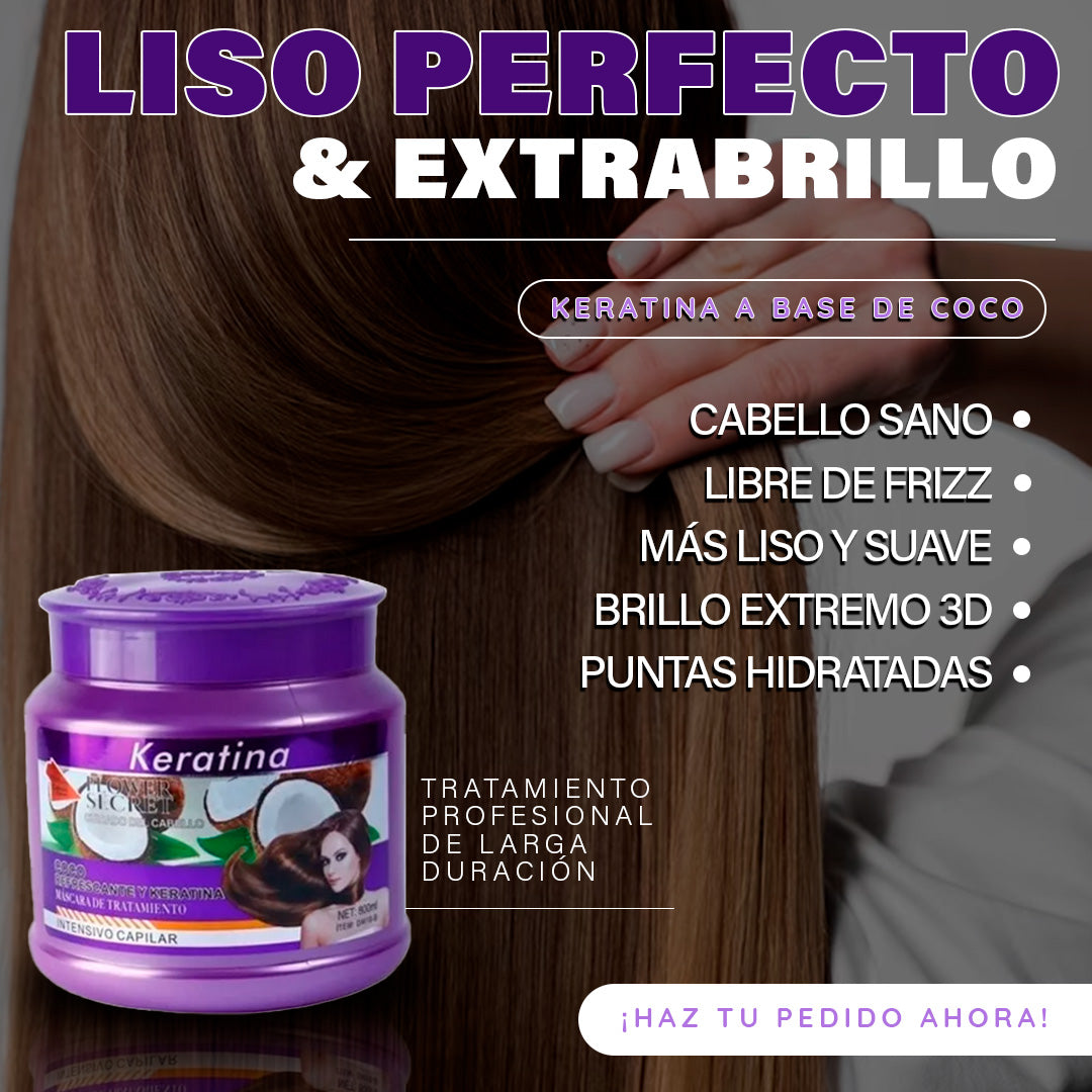 Mascarilla Capilar de Keratina y Vitaminas | Liso, Brillante y Sin Frizz al Instante OBSEQUIO