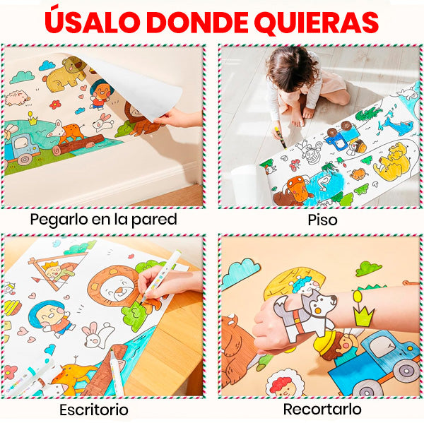 Rollo de Dibujo para Niños | Papel para Pintar, Colorear y Crear Sin Límites + REGALO