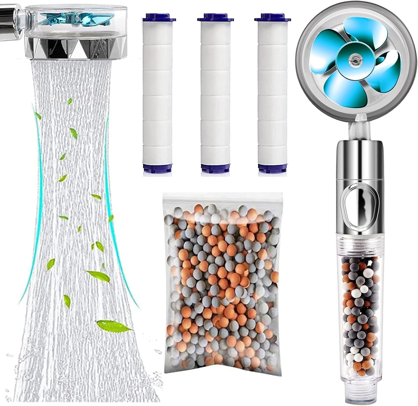 Cabezal de Ducha Turbo HydroJet | Alta Presión + Filtro Purificador | Spa en Casa