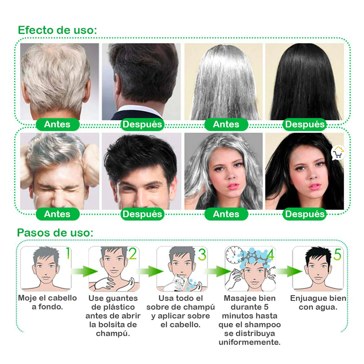 Cubre Canas 👩🦳👩🦱 en casa Shampoo Black Hair - Envío GRATIS