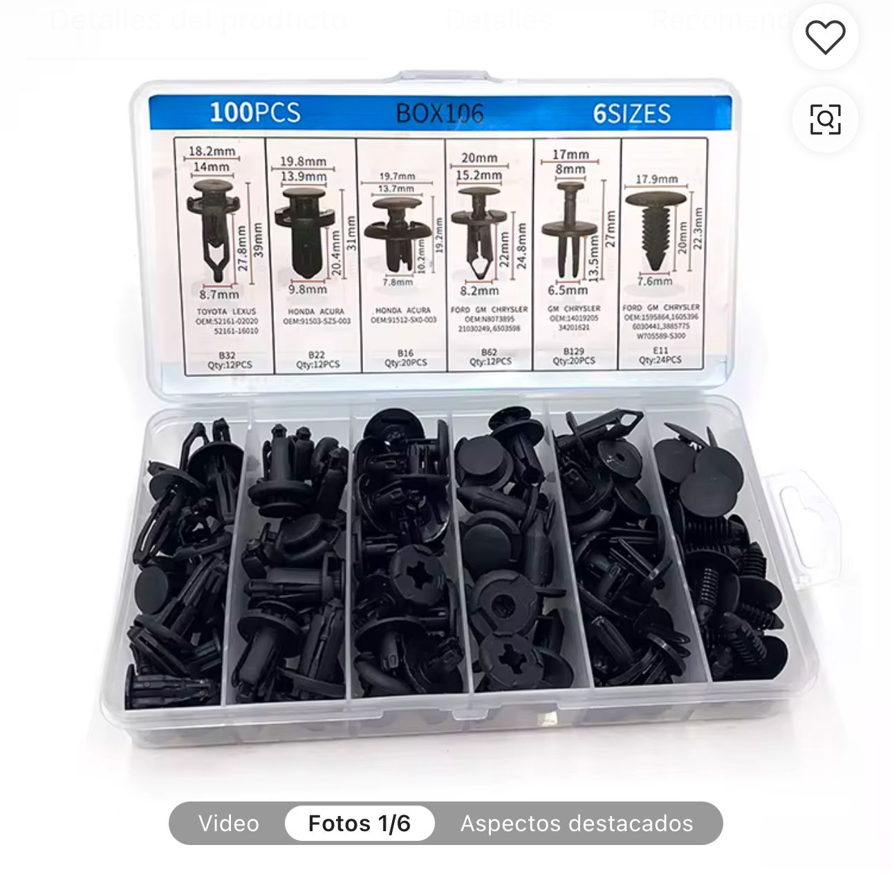 Tornilos plasticos para auto | 100 Clips de Sujeción Universales para Parachoques y Molduras + REGALO