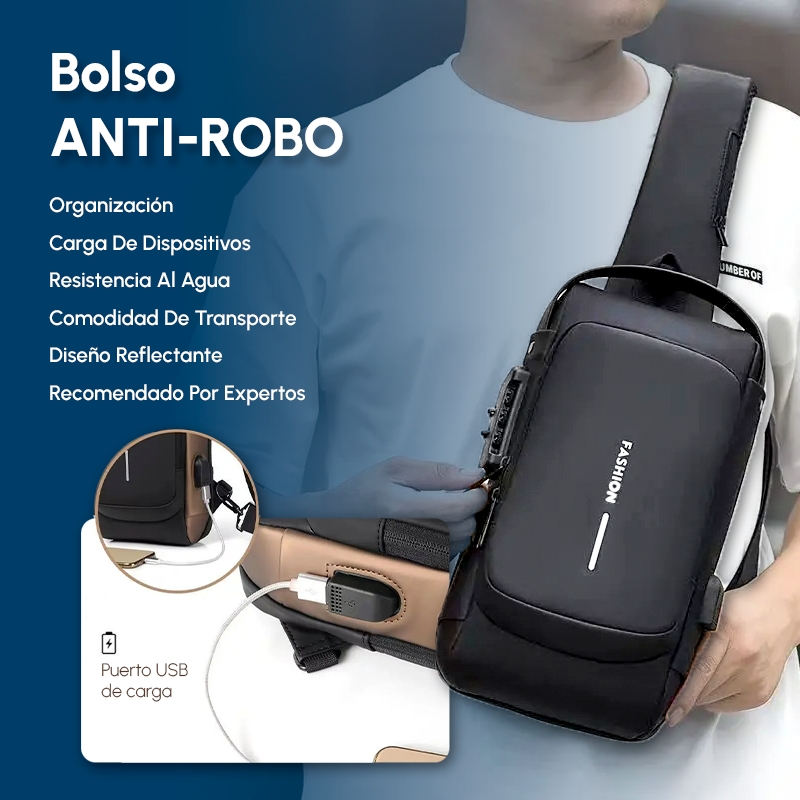 BOLSO INTELIGENTE ANTIROBO CON PUERTO DE CARGA + OBSEQUIO