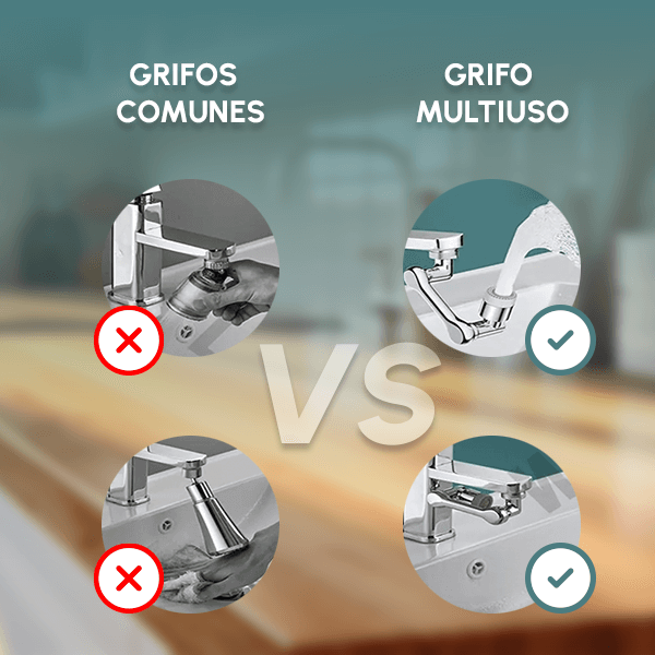 2X1 Grifo Giratorio 1080° Ahorrador de Agua
