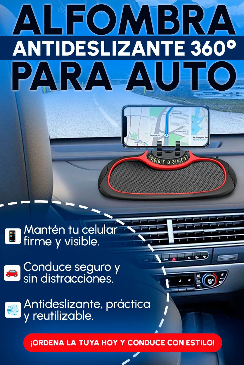 Alfombra Antideslizante para Auto con Soporte Giratorio 360° | ORGANIZA Y PROTEGE TU TABLERO