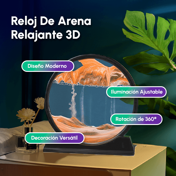 Reloj De Arena 3D Relajante con luces LED + OBSEQUIO