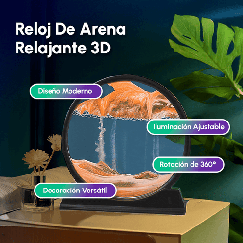 Reloj De Arena 3D Relajante con luces LED + OBSEQUIO