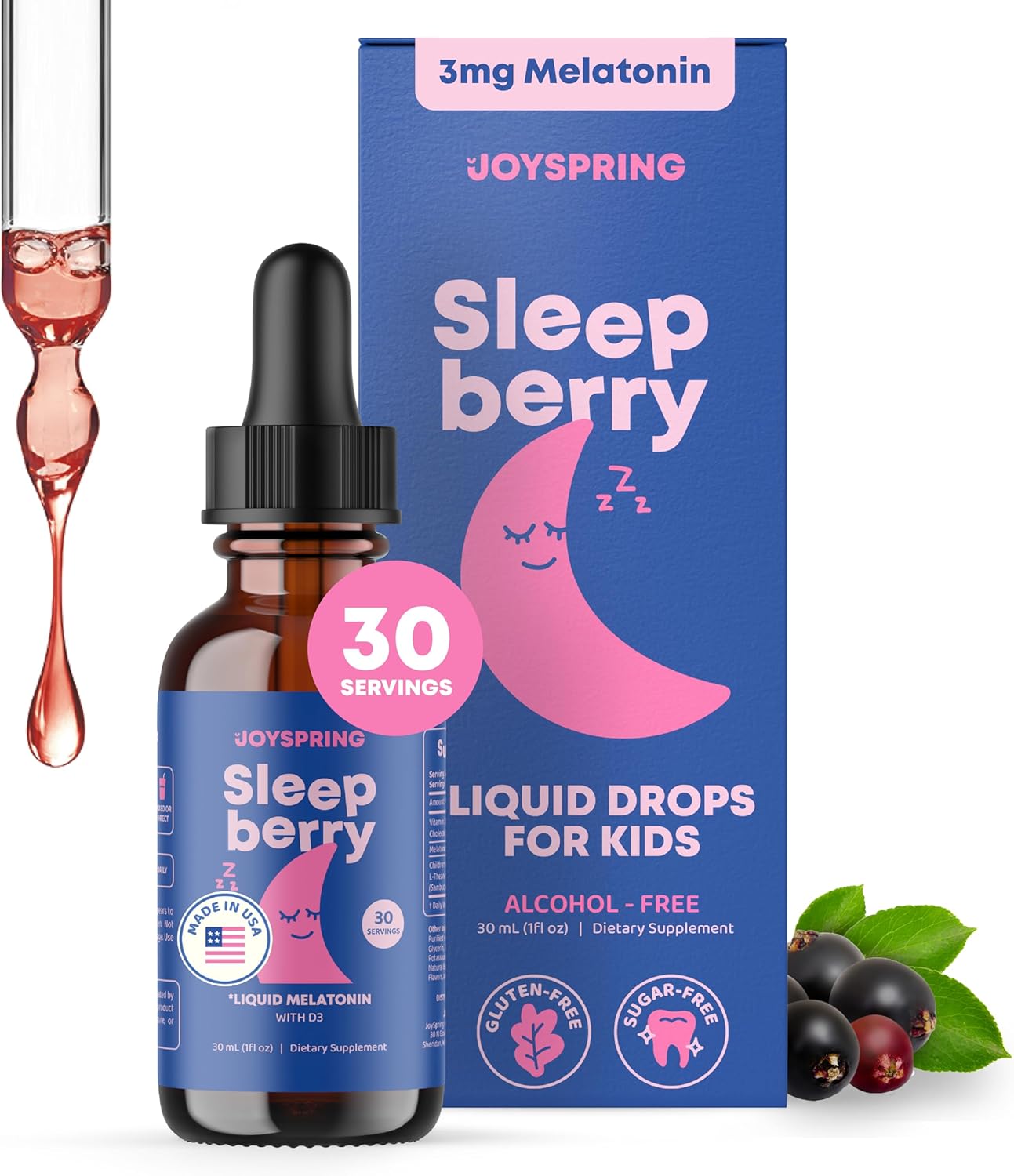 Melatonina Líquida para Niños SleepBerry – Ayuda Natural para Dormir Mejor y Regular el Sueño Infantil