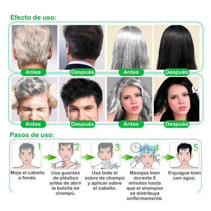 Cubre Canas 👩‍🦳👩‍🦱 en casa Shampoo Black Hair - Envío GRATIS