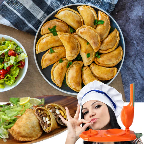 Máquina 2 en 1 para Empanadas, Raviolis y Dumplings | Sella y Cierra Perfecto en Segundos