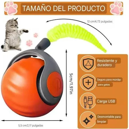 Pelota Interactiva para Gatos SPEEDY TAIL™ | Recargable, Automática y Antiestrés