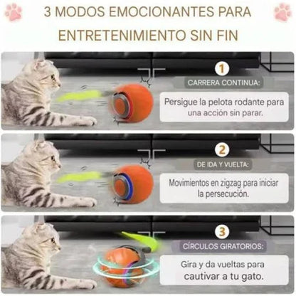 Pelota Interactiva para Gatos SPEEDY TAIL™ | Recargable, Automática y Antiestrés